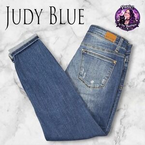 Judy Blue Relaxed Fit Jeans Women 9/29 Distressed Destroyed Denim Grunge Comfort